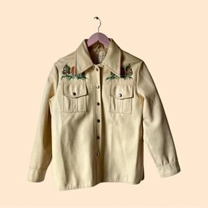 Vintage Vegan Leather Embroidered Jacket